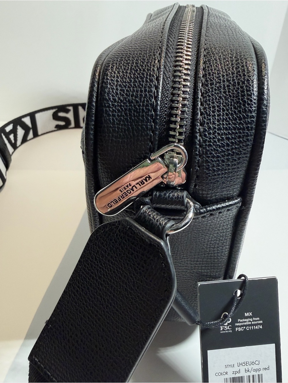 Karl Lagerfeld Black Crossbody with Red, Rose and Pink Heart Motif - Picture 6 of 16